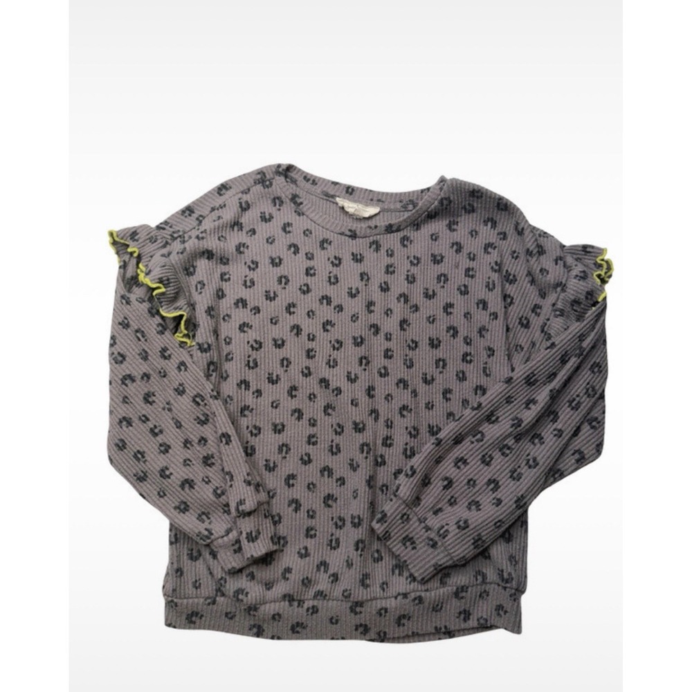 Jessica Simpson Girls Gray Leopard Print Ruffle Sleeve Top Size 6X
